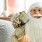 Glitzhome® 35.5" Faux Fur Elegant Christmas Santa Figurine
